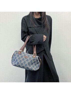 Celine Paris Macadam Shoulder Bag Navy Denim Vintage